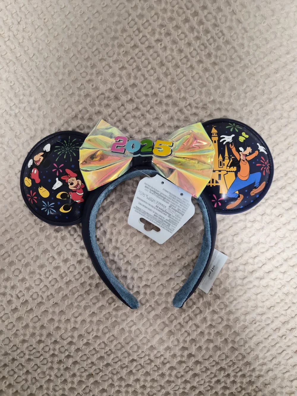 Disney Navy Character Ear Headband with Iridescent Bow